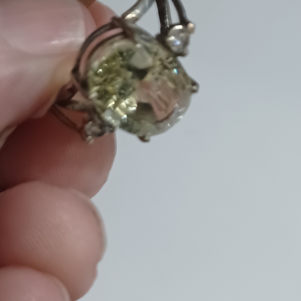 Natural Untreated Elegant Sterlimg Silver Heliodor Gemstone Ring - Picture 5 of 5
